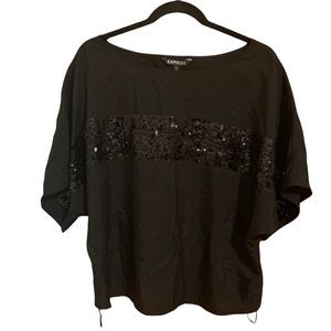 Express Black Sequin Top